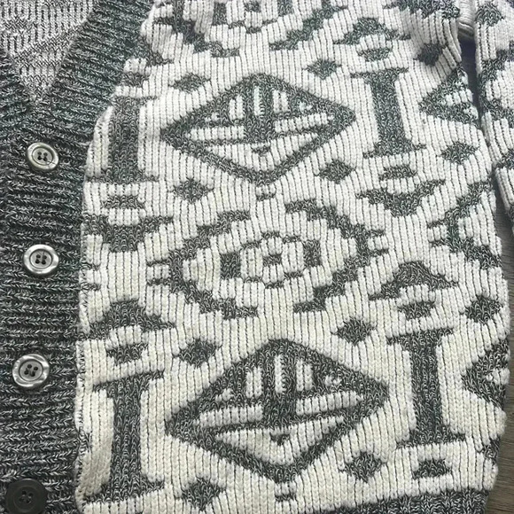 Serge Saint Yves | Vintage grey and white patterned knit sweater cardigan - Picture 3 of 11